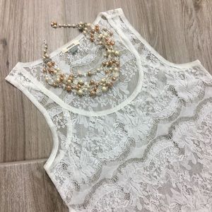 Fossil Off White Lace Blouse Size Small